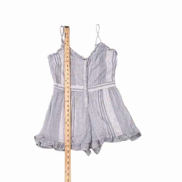 Coastal Romper Women Size 4 White Blue Adjustable Straps Summer Feminine Beachy - Picture 9 of 16